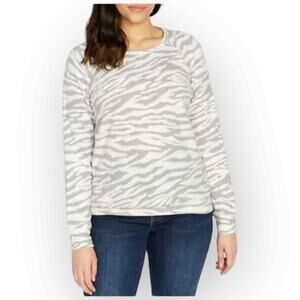 Buffalo David Bitton Zebra Pullover Womens S Silver Gray Rayon Blend NWT
